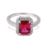 Lab Grown Ruby Octagon Ring Fine Color Jewels affordable ring, Created ruby ring, dla-dm-discount-all-154898, engagement ring, engagement rings, Lab Created Ruby, LAB CREATED RUBY RING, Lab grown ruby ring, ring for women, Ruby Halo Ring, Ruby pave ring, ruby ring, Ruby silver ring, sterling silver ring