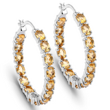 Genuine Citrine Hoop Earrings