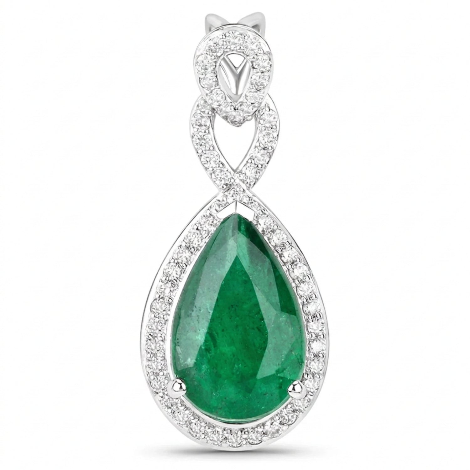 Genuine Zambian Emerald Diamond 14K Gold Statement Pendant Only