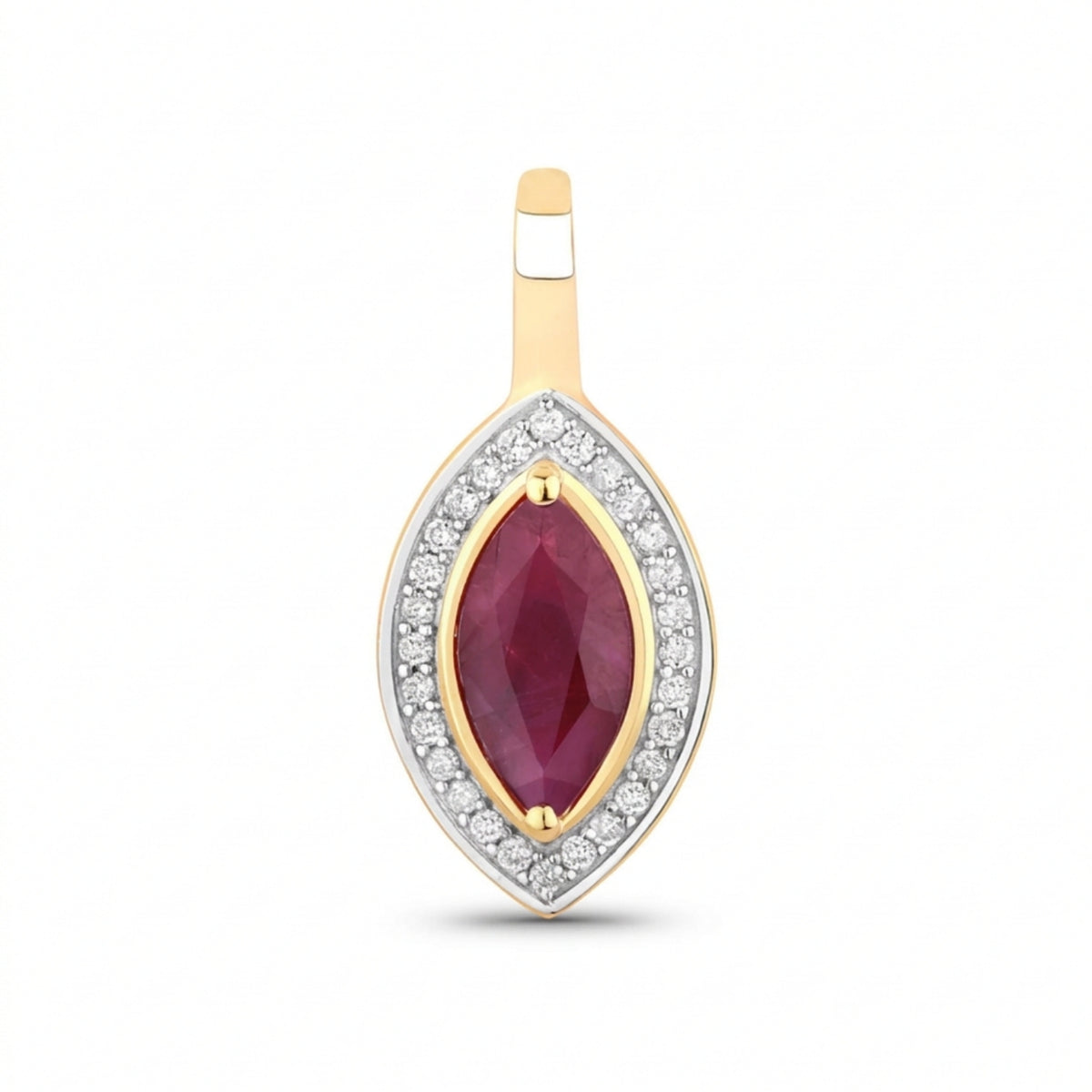 Genuine 10K Pink Ruby and White Diamond Pendant Only