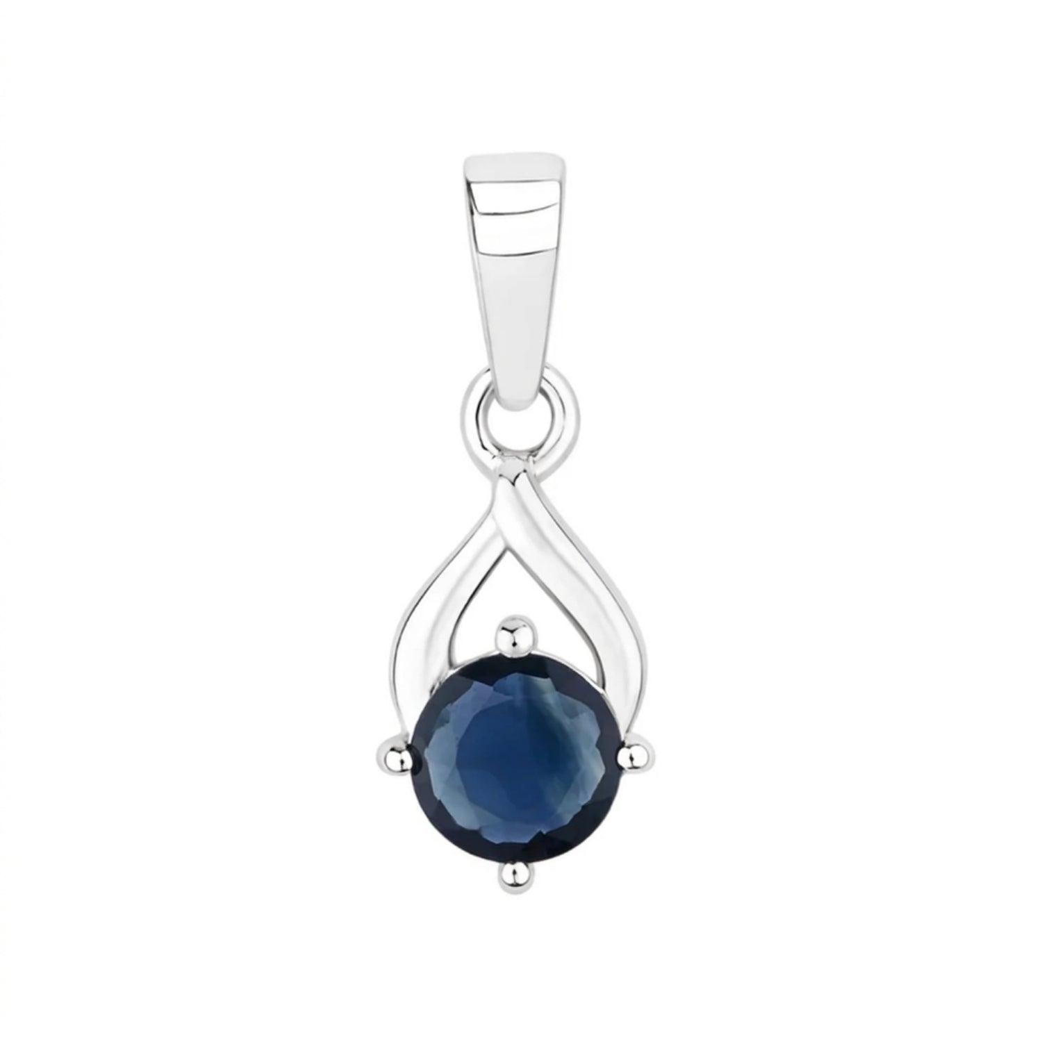 Genuine 10K Blue Sapphire Solitaire Pendant Only