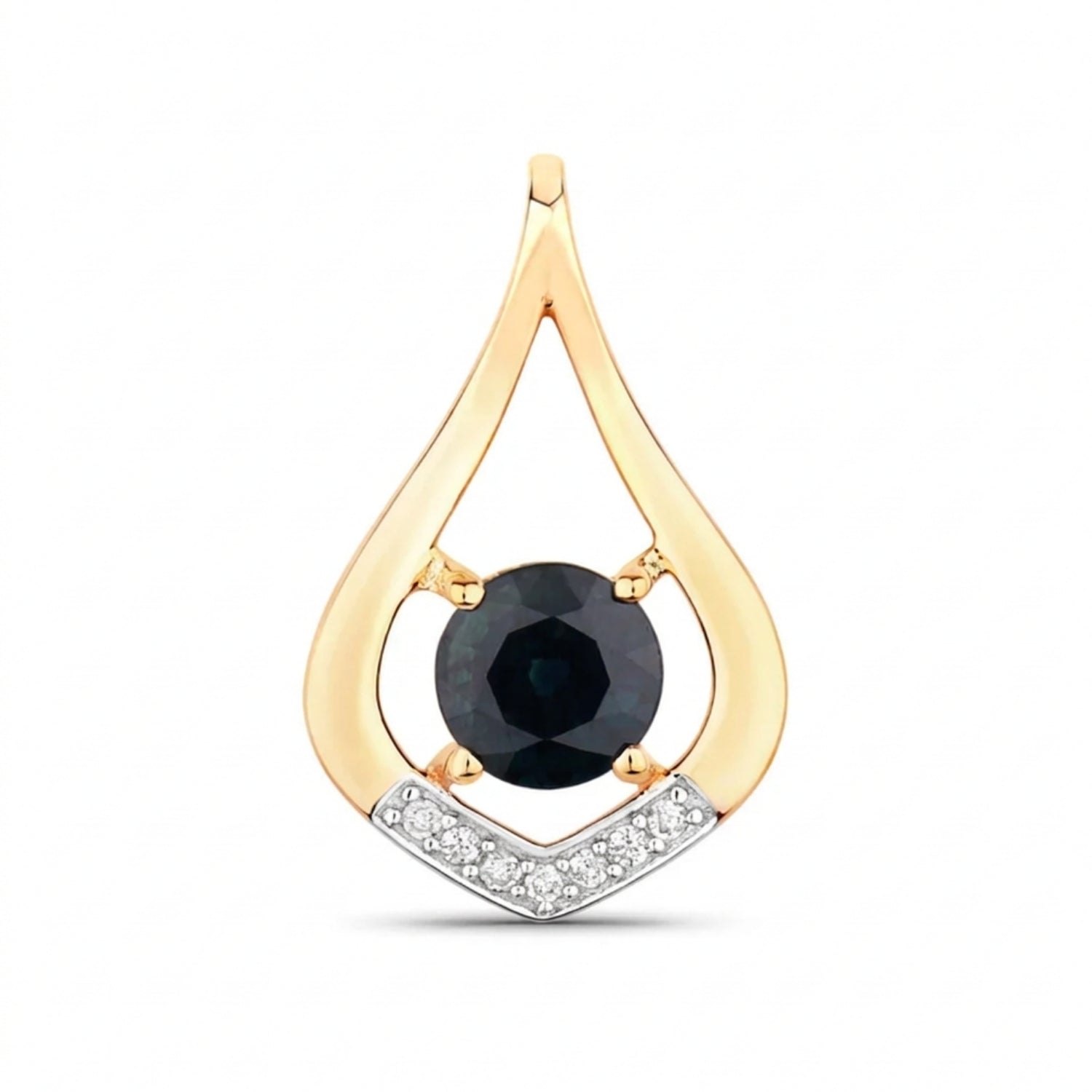 Genuine 10K Blue Sapphire Diamond Cocktail Pendant Only