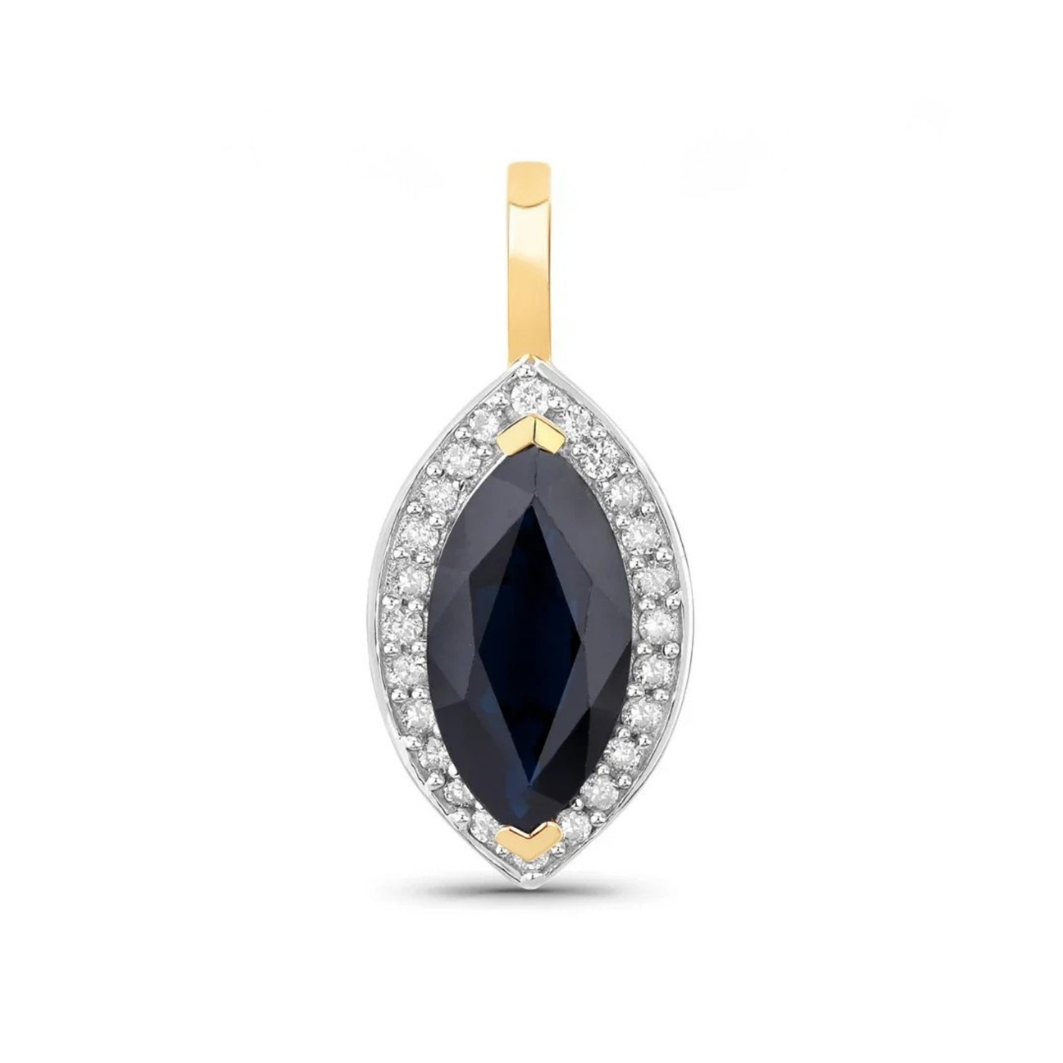 Genuine Blue Sapphire and Diamond Halo Pendant Only