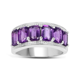 Genuine Amethyst Half Eternity Band Ring