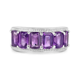 Genuine Amethyst Half Eternity Band Ring