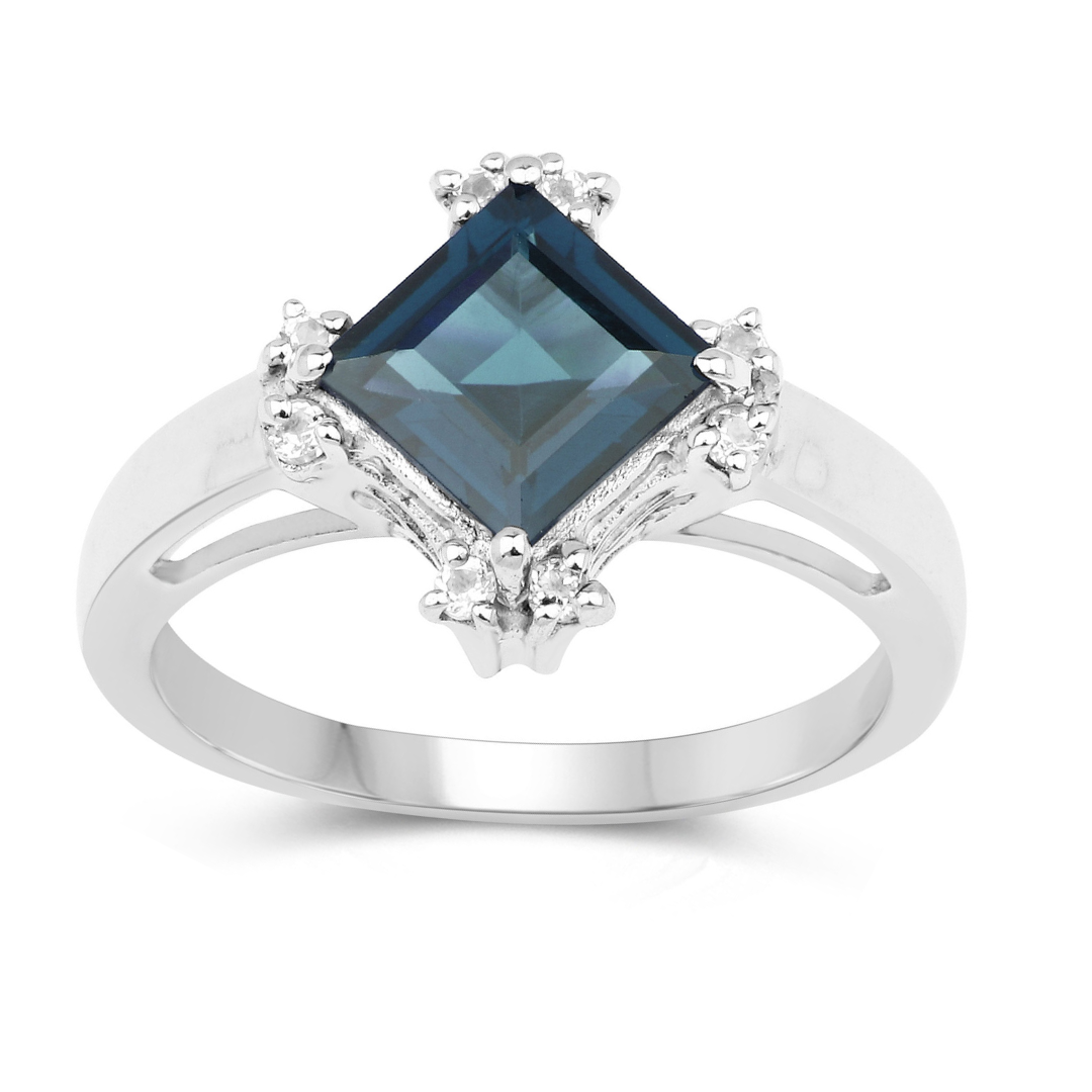 Anillo de cóctel con topacio azul de Londres