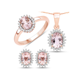 14K Rose Gold Morganite Halo Engagement Rings