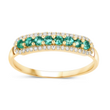 14K Gold Emerald And Diamond Eternity Ring