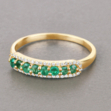 14K Gold Emerald And Diamond Eternity Ring