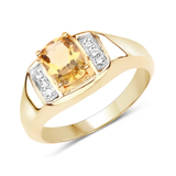 Citrine and White Topaz Unisex Ring