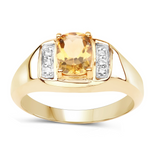 Citrine and White Topaz Unisex Ring