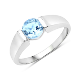 925 Sterling Silver Blue Topaz Solitaire Unisex Ring