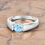 925 Sterling Silver Blue Topaz Solitaire Unisex Ring