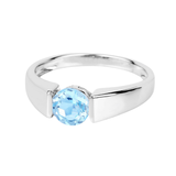 925 Sterling Silver Blue Topaz Solitaire Unisex Ring