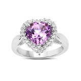 Amethyst with White Topaz Heart Ring