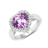 Amethyst with White Topaz Heart Ring