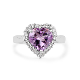 Amethyst with White Topaz Heart Ring