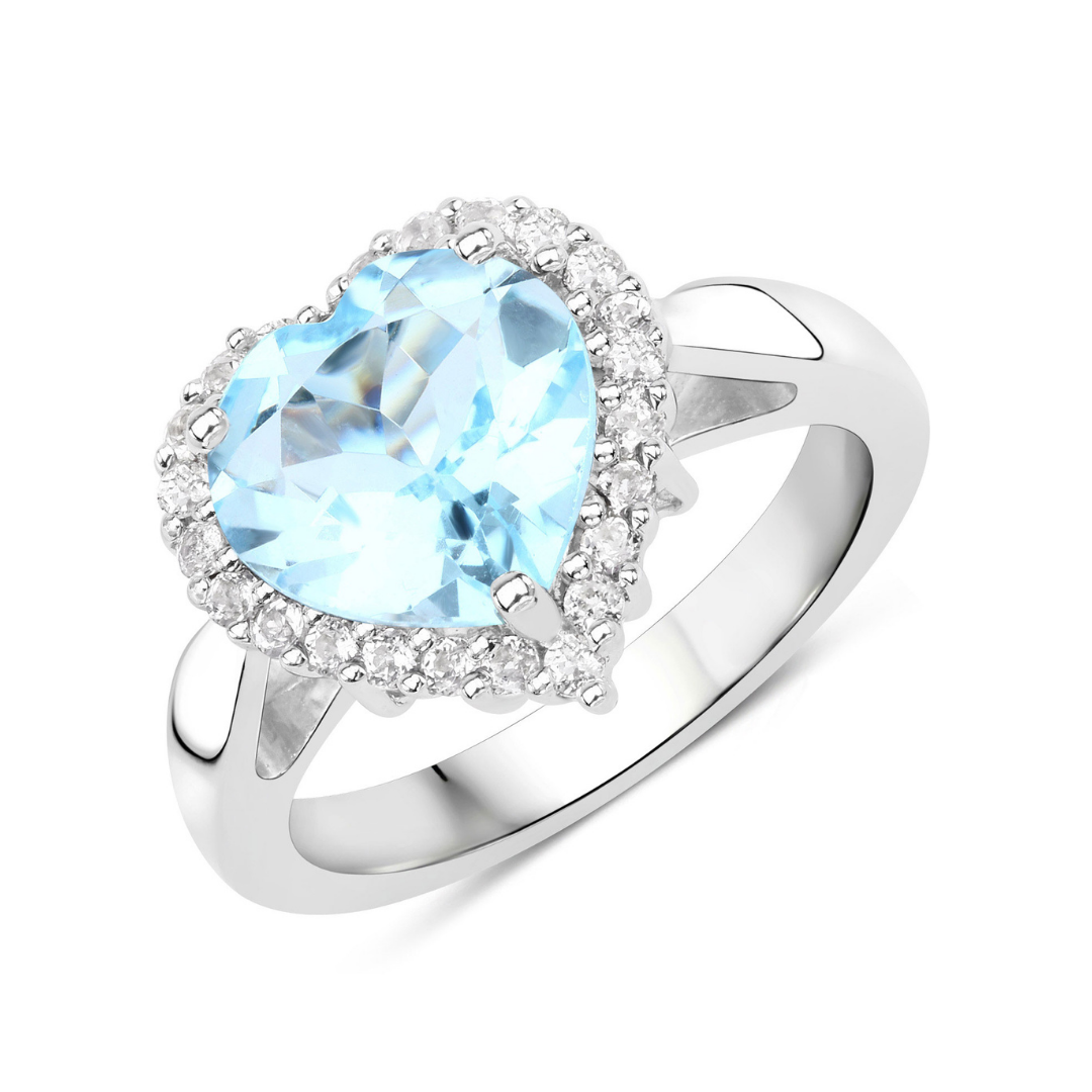 Genuine Blue Heart Topaz Ring