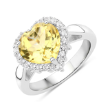 Genuine Citrine Heart Halo Ring