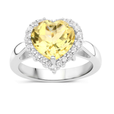 Genuine Citrine Heart Halo Ring