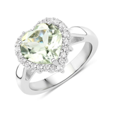 Heart Shaped Genuine Green Amethyst Ring