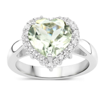 Heart Shaped Genuine Green Amethyst Ring