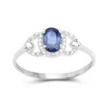 10K White Gold Blue Sapphire and White Diamond Ring