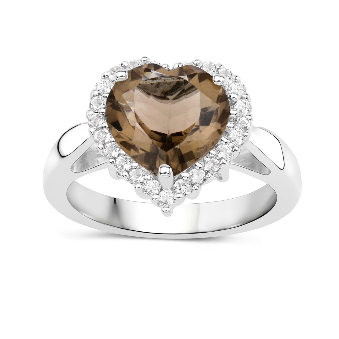 Genuine Smoky Quartz Heart Ring