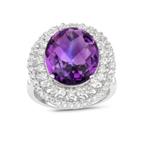 Natural Amethyst Ring and White Topaz Ring