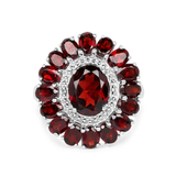 Natural Garnet Flower Ring