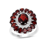 Natural Garnet Flower Ring