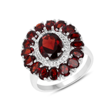 Natural Garnet Flower Ring