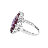 Natural Amethyst and Rhodolite Floral Ring