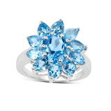 Natural Swiss Blue Topaz Flower Ring