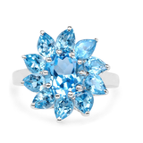 Natural Swiss Blue Topaz Flower Ring