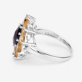 Natural Garnet and Citrine Sunflower Ring