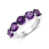 Genuine Amethyst 5 Stone Ring