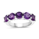 Genuine Amethyst 5 Stone Ring