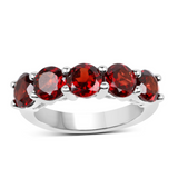 Genuine Garnet 5 Stone Ring