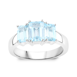 Genuine Blue Topaz 3 Stone Ring