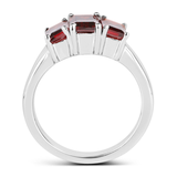 Genuine Garnet 3 Stone Ring