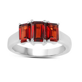 Genuine Garnet 3 Stone Ring