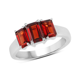 Genuine Garnet 3 Stone Ring