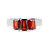 Genuine Garnet 3 Stone Ring