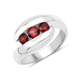 Red Natural Garnet Bypass Ring