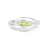 Genuine Peridot Three Stone Bypass Ring