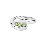 Genuine Peridot Three Stone Bypass Ring