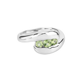 Genuine Peridot Three Stone Bypass Ring