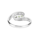 Genuine Peridot Three Stone Bypass Ring