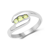 Genuine Peridot Three Stone Bypass Ring